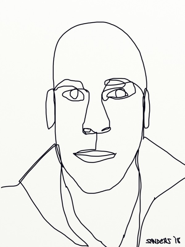 Self Portrait Line Drawing #1 by Eric Sanders