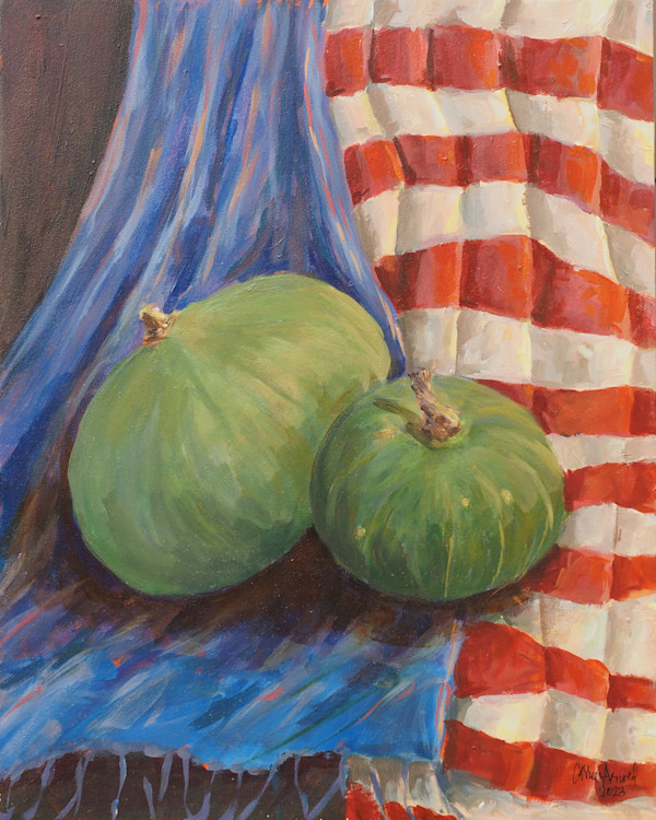 Chao's Winter Squash on Cambodian Silk by Carrie Arnold