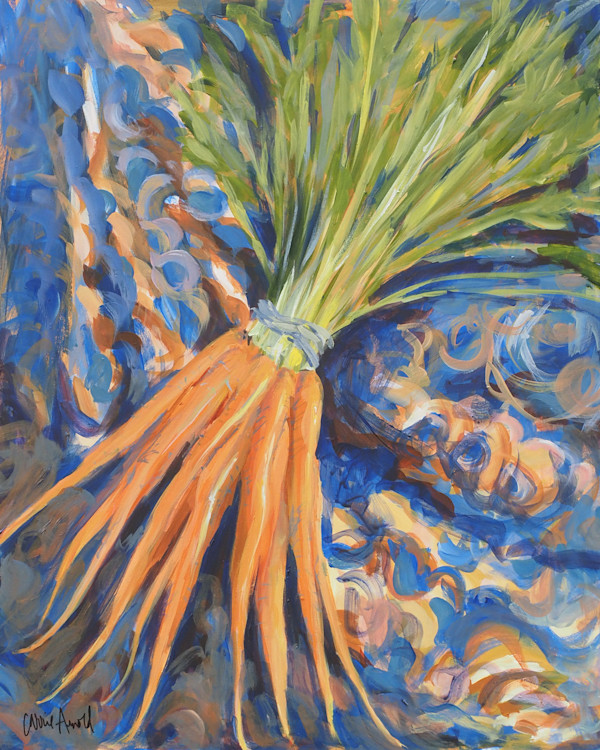 Carrots on Indonesian Batik by Carrie Arnold