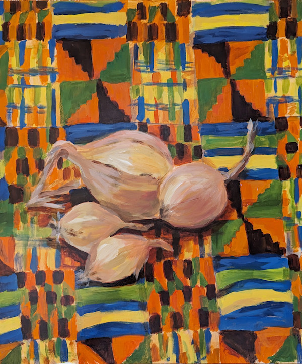 Tiberius' Onions on Kenyan Fabric by Carrie Arnold