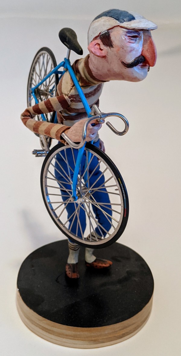 Bike Rider Statue/Puppet by Christopher Sickels