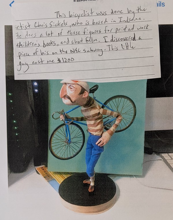 Statue - bike rider - notes by Christopher Sickels