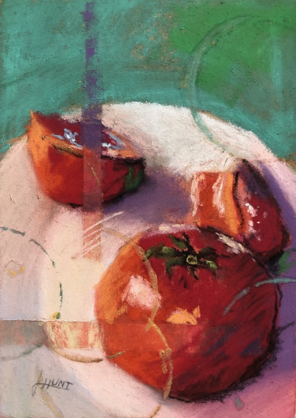 Tomatoes on  White Plate by Laura Hunt