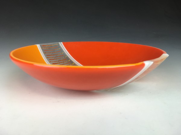 Orange Harlequin Bowl by Lynne Carlson