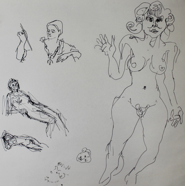 Doodles - 2 (Nude & Clothed Women) by Leopold Segedin
