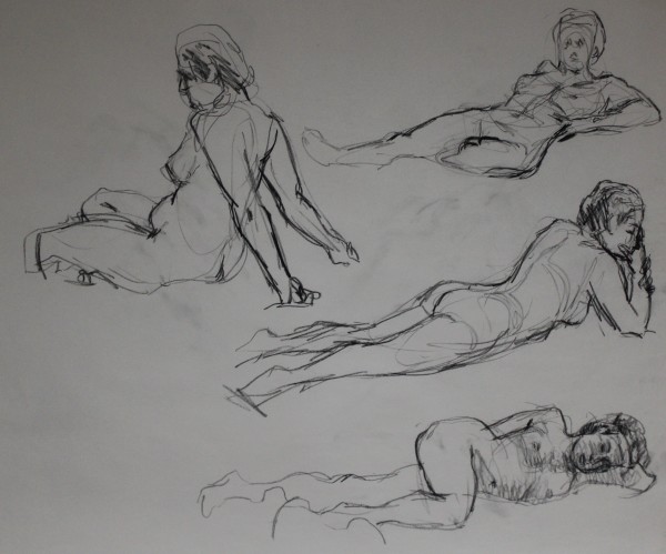Figure Studies (Female Nudes) #2 by Leopold Segedin