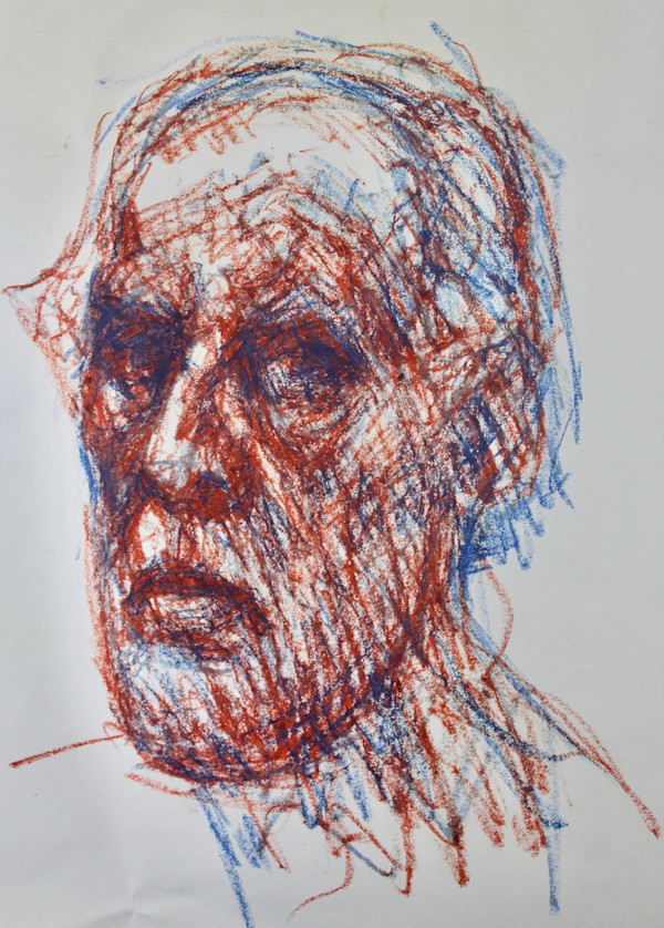 Self Portrait in Crayon (c1972) - 2 by Leopold Segedin, Image 1.