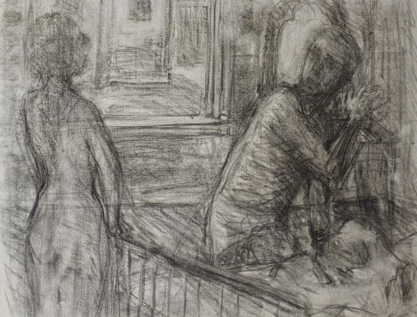 Study - Facade series (Two Figures in Bedroom) by Leopold Segedin