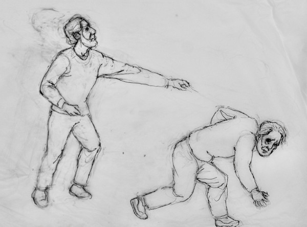 Tracing - Blind Leading the Blind (After Breugel) #2 by Leopold Segedin