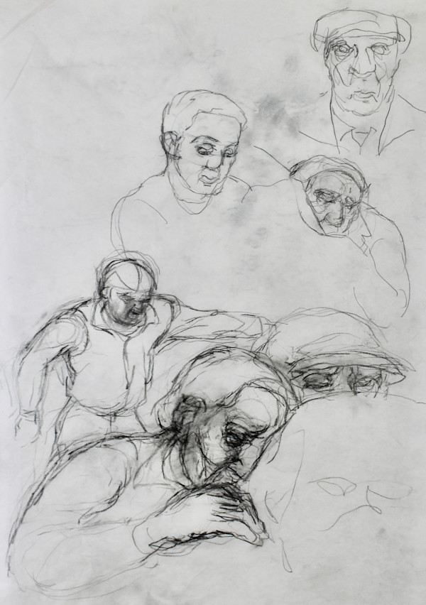 Tracing - Multiple Figures (including Self) (Unknown Painting) by Leopold Segedin, Image 1.