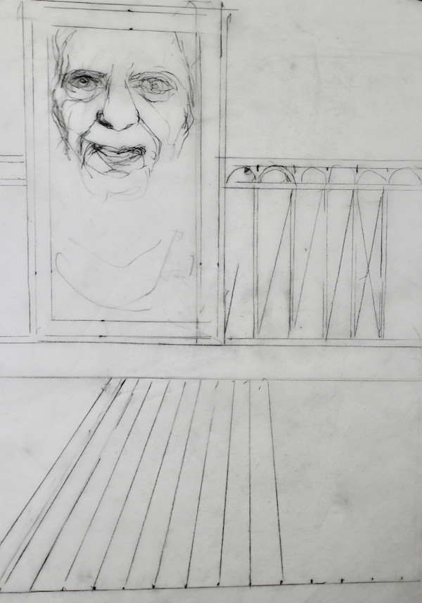 Tracing - Self Portrait (Blindfolded on El Platform) - 5 by Leopold Segedin, Image 2.
