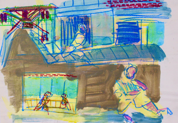 Unfinished - Street Scene by Leopold Segedin