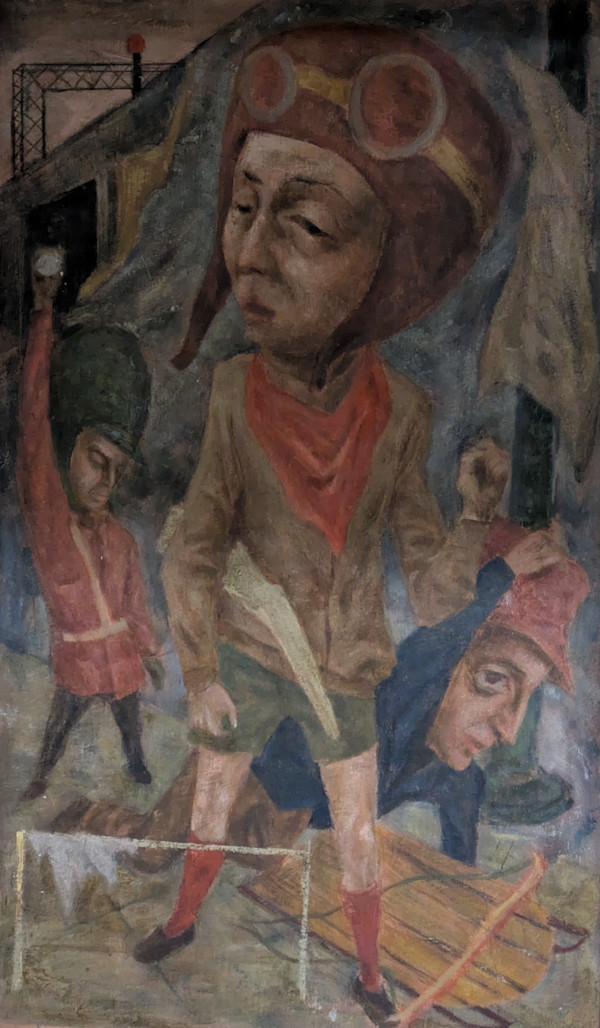 Untitled - Boy with Red Helmet and Goggles by Leopold Segedin