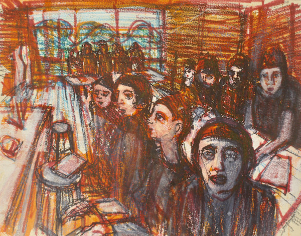 Untitled - Crowd at Table #2 by Leopold Segedin, Image 1.