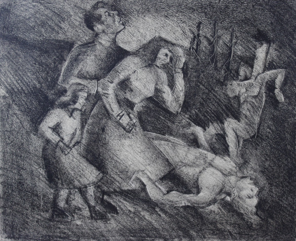 Untitled - Five Figures Mourning by Leopold Segedin