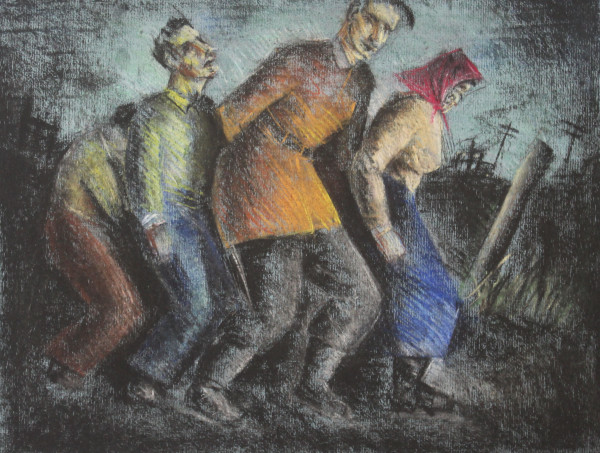 Untitled - Four Figures Walking by Leopold Segedin