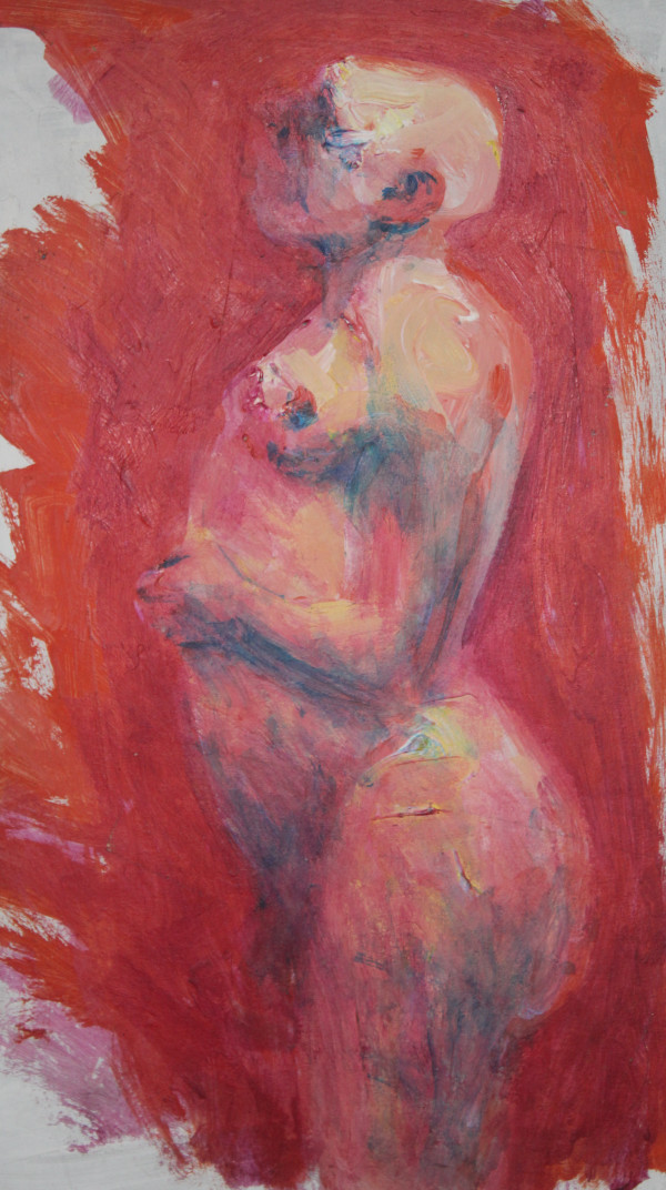 Untitled - Nude Man from Side (in Red) (c1962) (PS) by Leopold Segedin