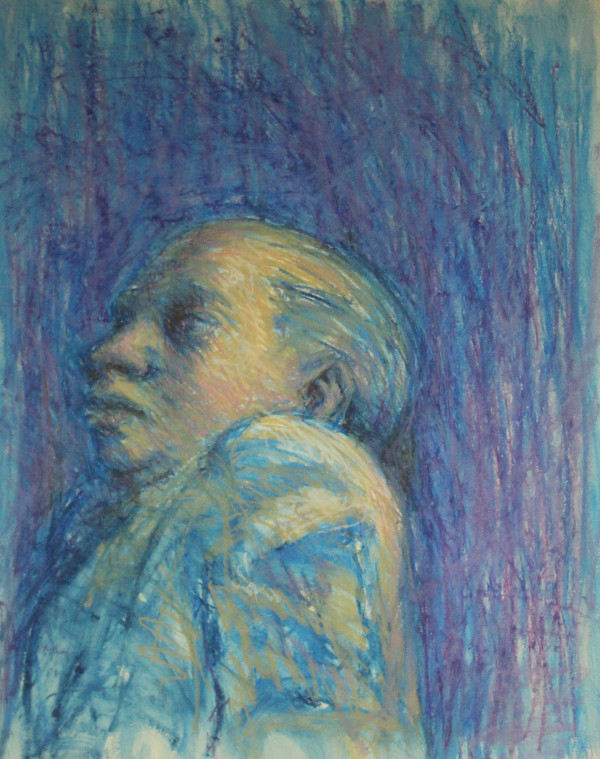 Untitled - Portrait of Man (in Blue) by Leopold Segedin