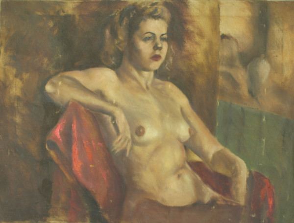 Untitled - Portrait of Nude Model by Leopold Segedin