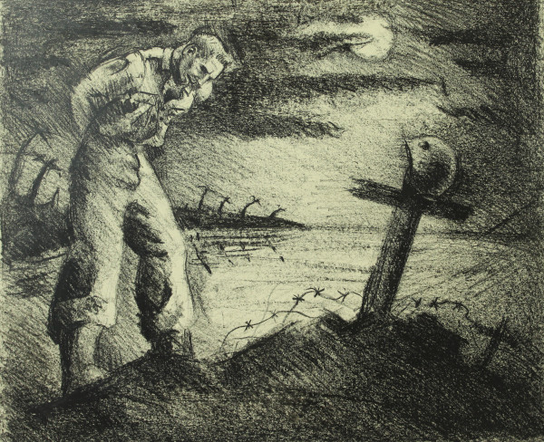 Untitled - Soldier at Grave by Leopold Segedin