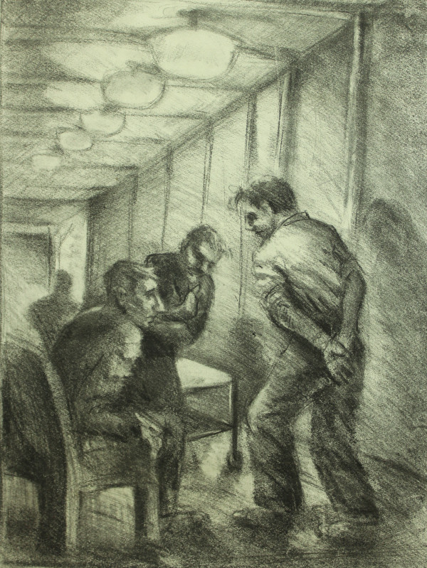 Untitled - Three Men in Room by Leopold Segedin