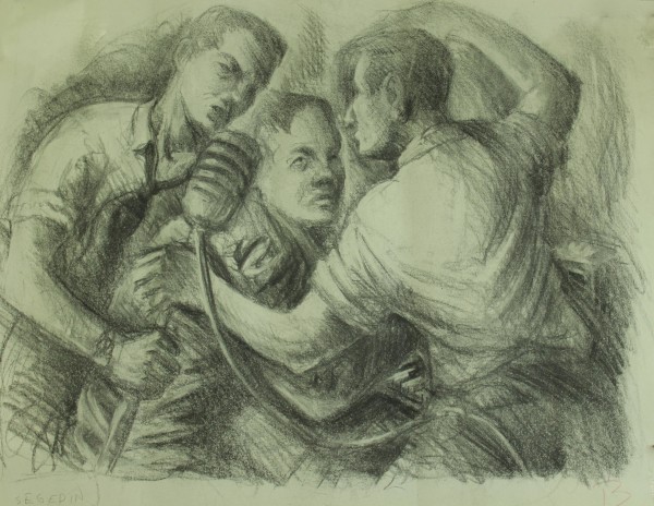Untitled - Three Men with Microphone by Leopold Segedin