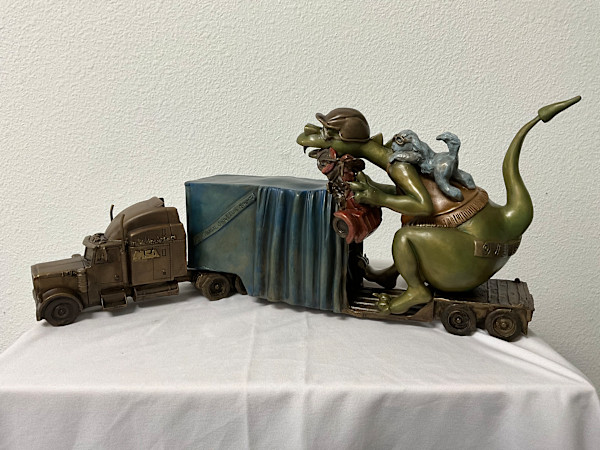 WIDE LOAD. TRACTOR TRAILER by JACINTHE LACROIX. MASTER SCULPTOR AND ARTIST