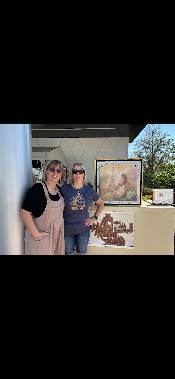 MEDITATION BENEATH THE PARISIAN SKY PAINTING PLUS UNDER SHOWING  THE  MAP OF PARIS WITH THE EIFFEL TOWER by JACINTHE LACROIX. MASTER SCULPTOR AND ARTIST, Image 2.