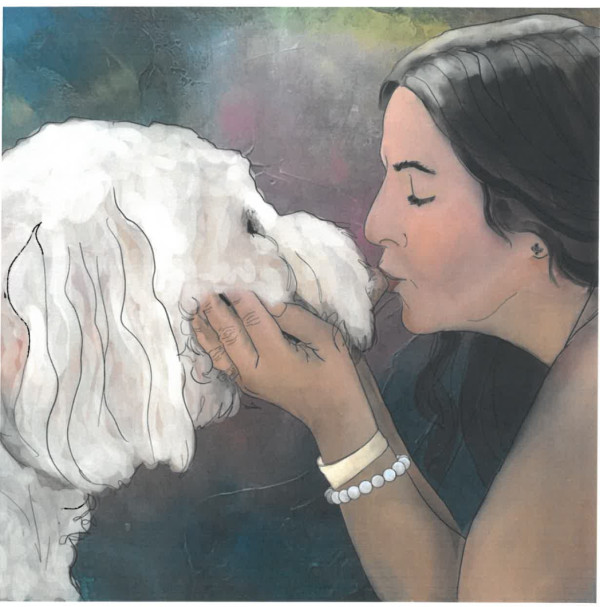 Girl kissing her dog by Jacinthe Lacroix