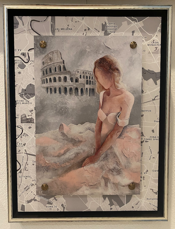 ECHOES OF A ROMAN DREAM ART PCS PLUS UNDER SHOWING THE MAP OF THE COLOSSEUM IN ROME by JACINTHE LACROIX. MASTER SCULPTOR AND ARTIST