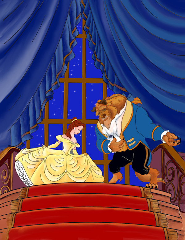 STAIRCASE OF DREAMS (BEAUTY AND THE BEAST) by JACINTHE LACROIX. MASTER SCULPTOR AND ARTIST