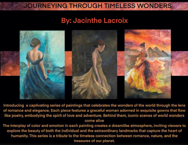 1- TRAVELLING WOMAN. JOURNEYING THROUGH TIMELESS WONDERS by JACINTHE LACROIX. MASTER SCULPTOR AND ARTIST