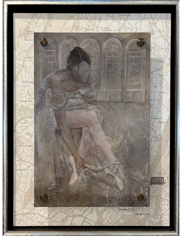 A MOMENT UNTOLD PAINTING PLUS UNDER SHOWING  THE  MAP OF THE METROPOLITAIN OPERA HOUSE IN NEW YORK. by JACINTHE LACROIX. MASTER SCULPTOR AND ARTIST, Image 3.