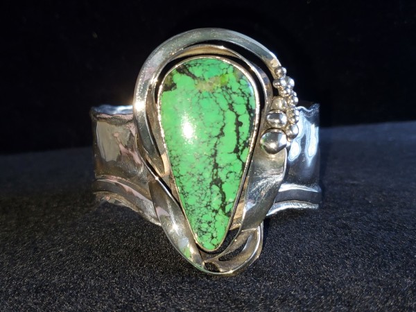 JEWELRY   -   Handcrafted Silver & AppleGreen Turquoise Cuff