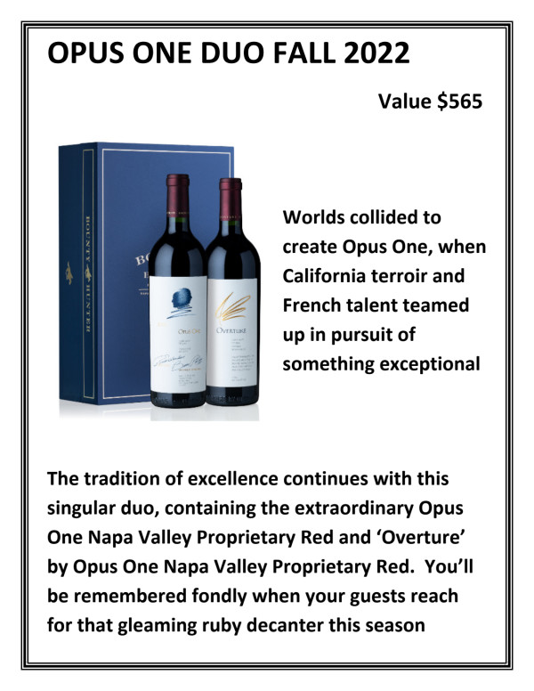 Wine  -  Opus One Duo Fall 2022