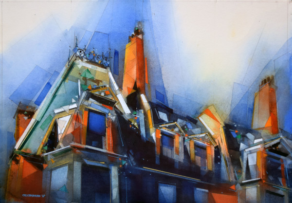 Commonwealth Avenue at Dartmouth (roof tops) by Donald Stoltenberg