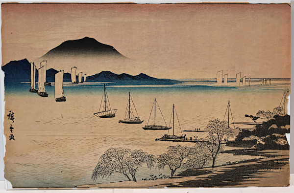 Fishing Boats Returning to Yabase by Utagawa Hiroshige