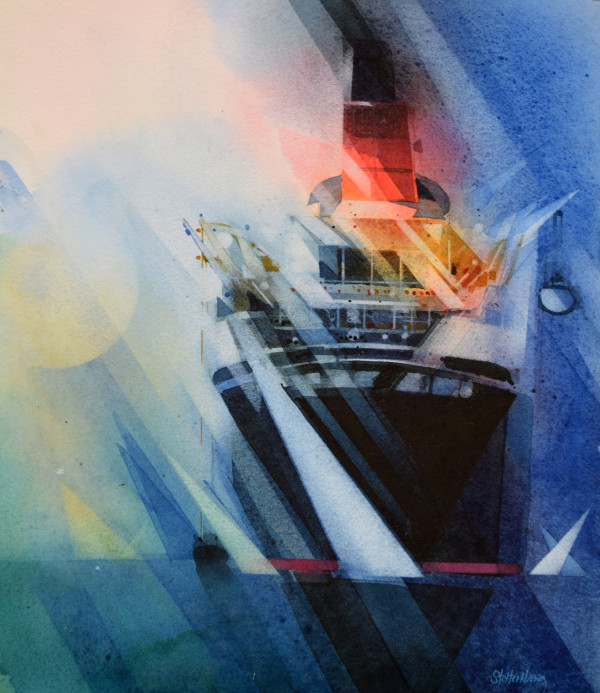 QE2 Stern view by Donald Stoltenberg