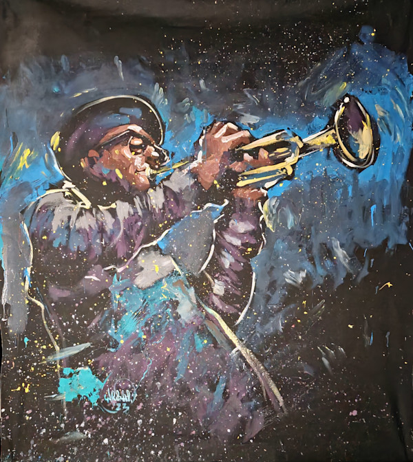Man playing trumpet by David Garibaldi