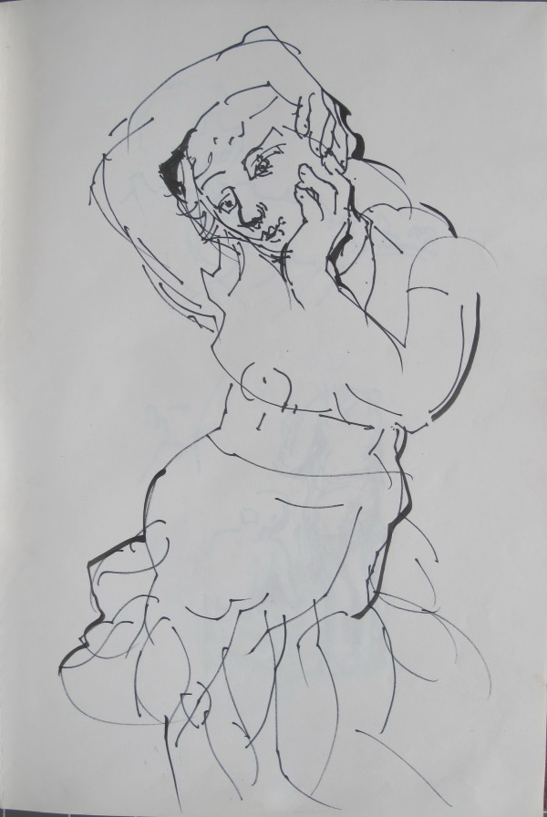 Sketchbook #2084 [1990s] Antigone sketches, ink and pencil, 11.75x8"