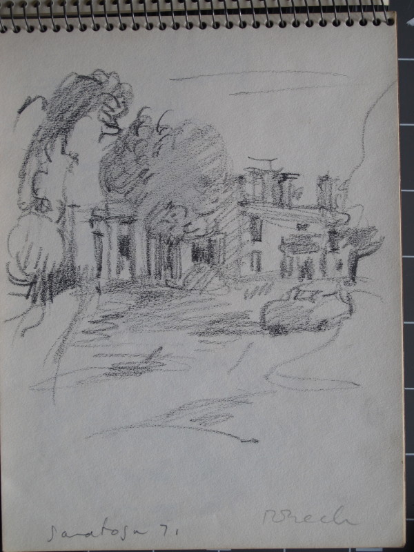 #2080 Sketchbook [1971] Yaddo, beach scenes, pencil and charcoal, 8x6"