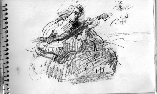 Sketchbook #1987 Orpheus sketches, 5.5 x 8.5, pencil, watercolor