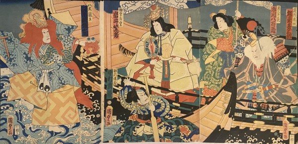 Approaching Boat (Triptych) by Utagawa Kunisada II
