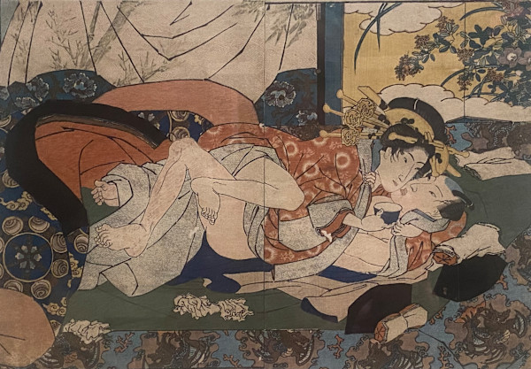 Amorous couple, woman with cup