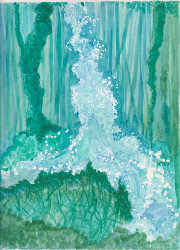 Waterfall in Blue by Marjorie  Cutting