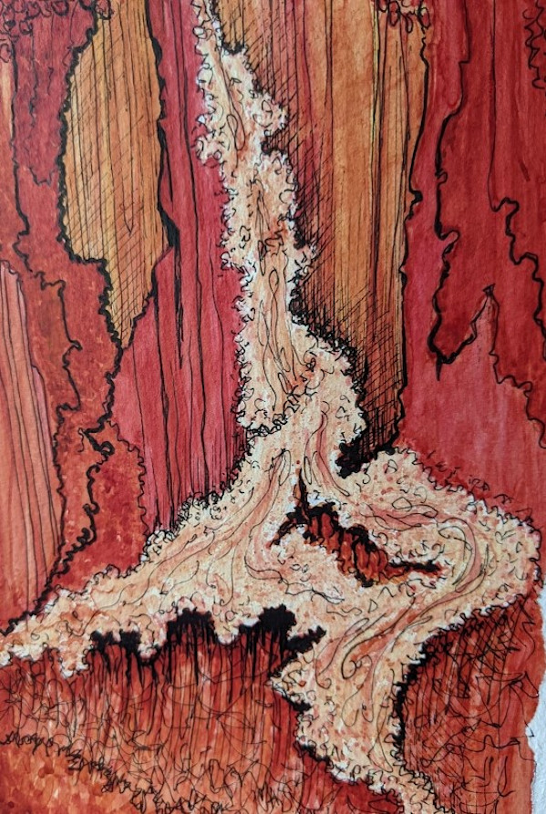 Red Waterfall by Marjorie  Cutting