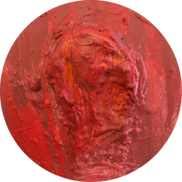 Transfiguration Red on red - round by Stephen Bishop