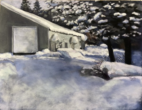 Cold Day, Warm Light Original Pastel Painting by T Kurtz