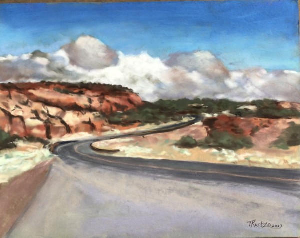 Red Rock Road Original Pastel by T Kurtz
