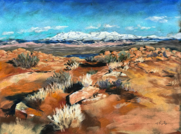 Vibrant Hill original pastel unframed by T Kurtz